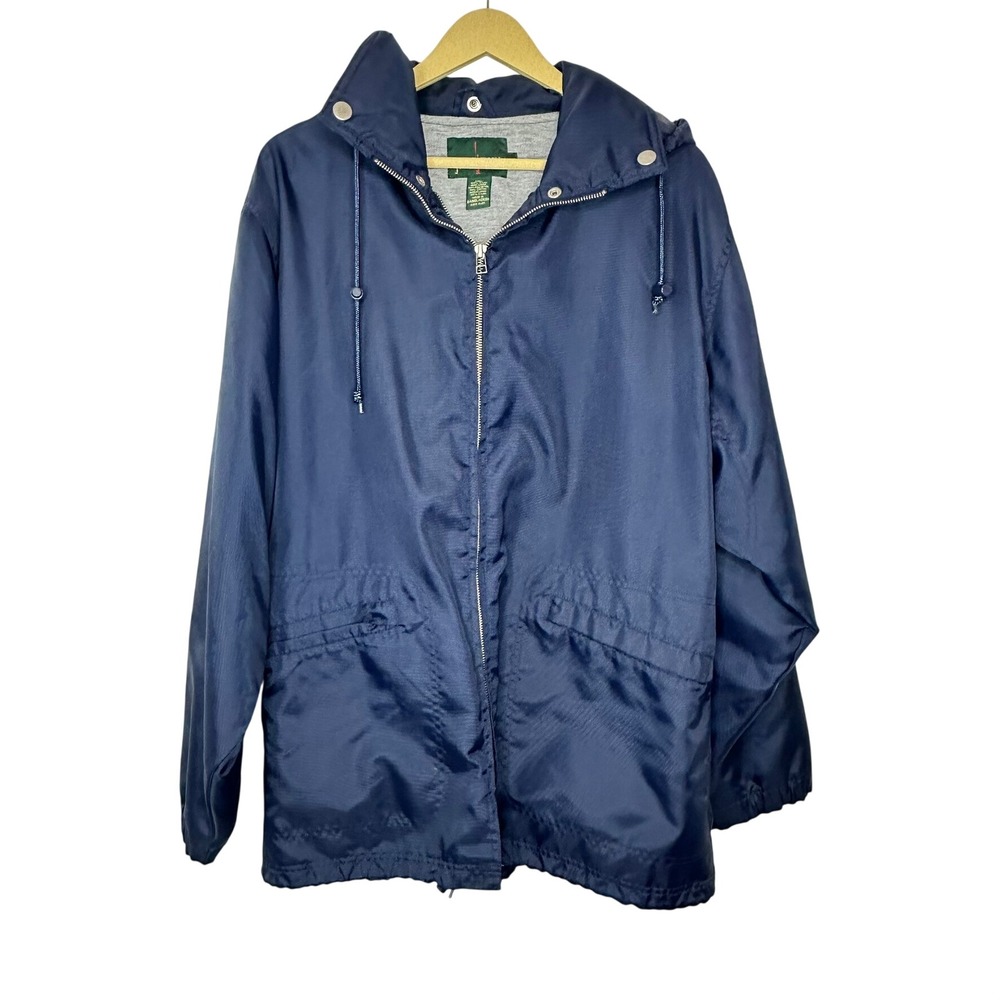 J.Crew Windbreaker Mens S Blue Hooded Full Zip Jacket Gorpcore Preppy